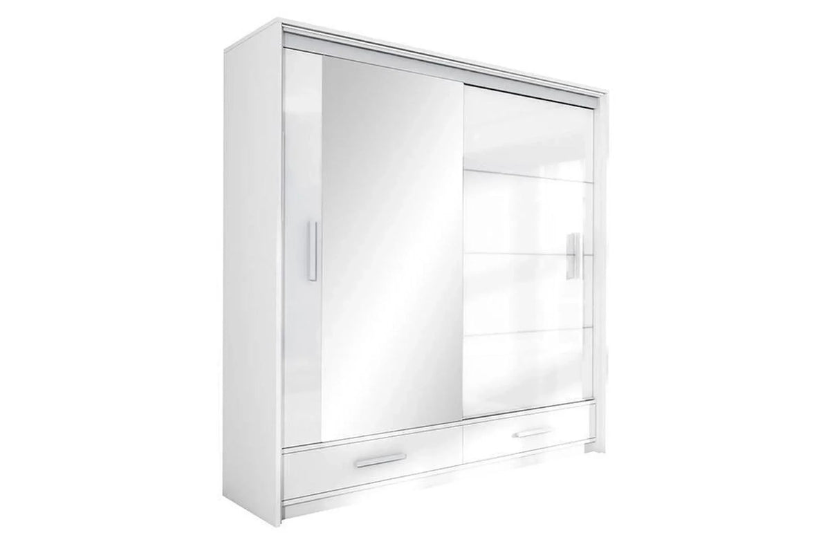 Marsylia 208 White Sliding Wardrobe With Mirror