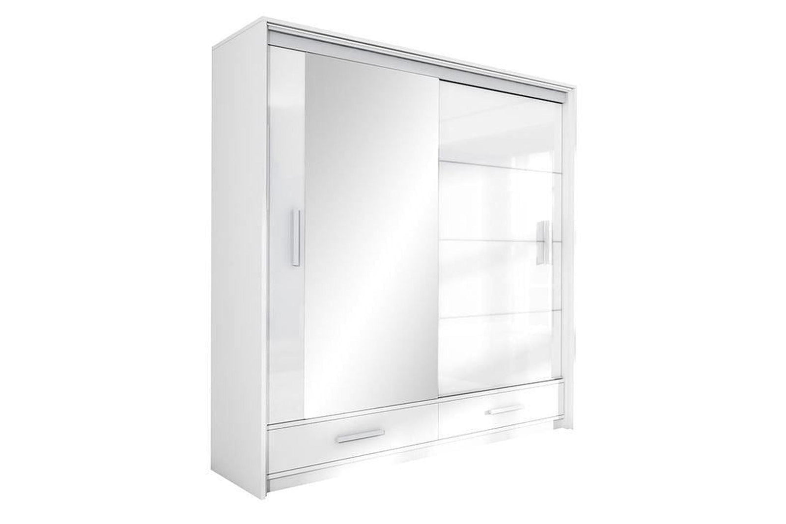 Marsylia 208 White Sliding Wardrobe With Mirror