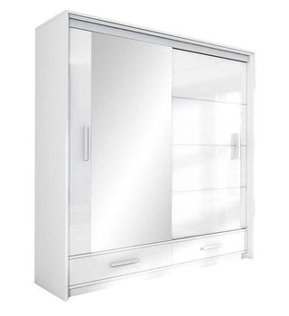 Marsylia 208 White Wardrobe with Mirror - Msofas LTD