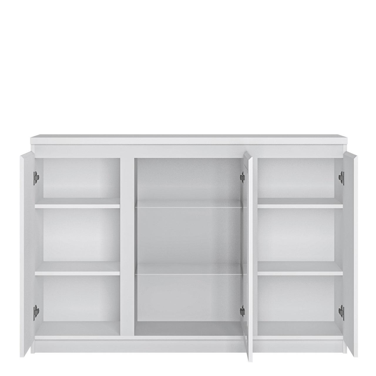 Fribo 3 Door Sideboard With Glazed Glass in White