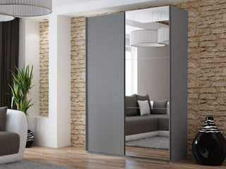 Vigo 150 Graphite Wardrobe with Mirror - Msofas LTD