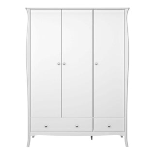 Baroque 3 Door 2 Drawer Wardrobe White