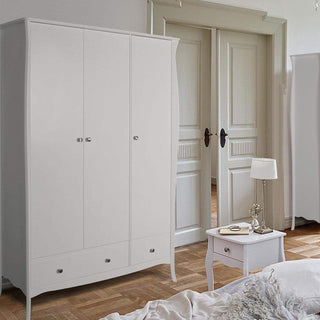 Baroque 3 Door 2 Drawer Wardrobe White - Msofas LTD