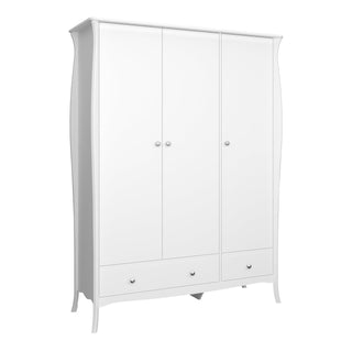 Baroque 3 Door 2 Drawer Wardrobe White