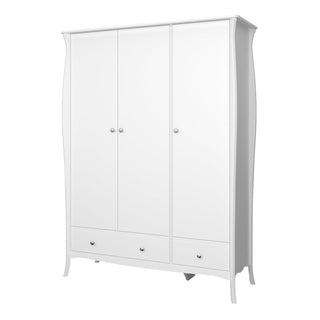 Baroque 3 Door 2 Drawer Wardrobe White