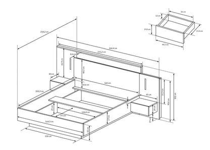 3D Bed with Bedside Tables