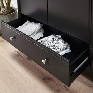 Baroque 3 Door 2 Drawer Wardrobe Black - Msofas LTD