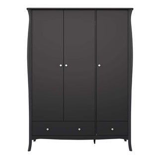 Baroque 3 Door 2 Drawer Wardrobe Black