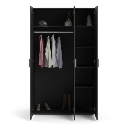 Pepe Wardrobe with 3 Doors in Black