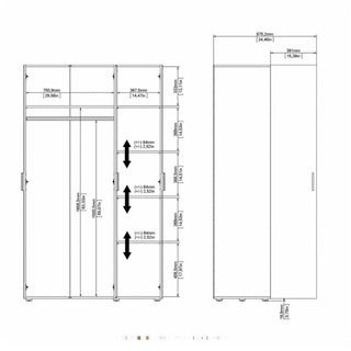 Pepe Wardrobe with 3 Doors in Black - Msofas LTD