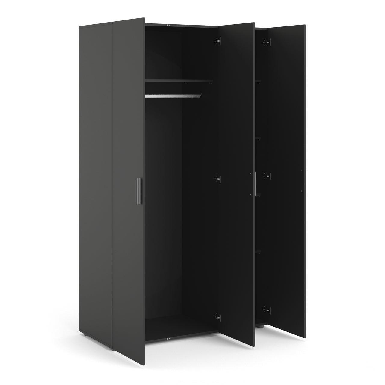 Pepe Wardrobe with 3 Doors in Black