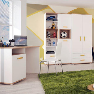 4kids tall 2 drawer bookcase with orange handles