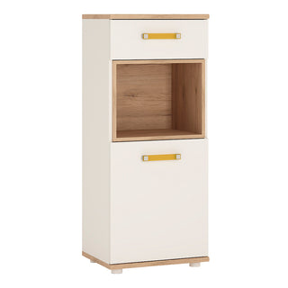 4kids 1 door 1 drawer narrow cabinet with orange handles