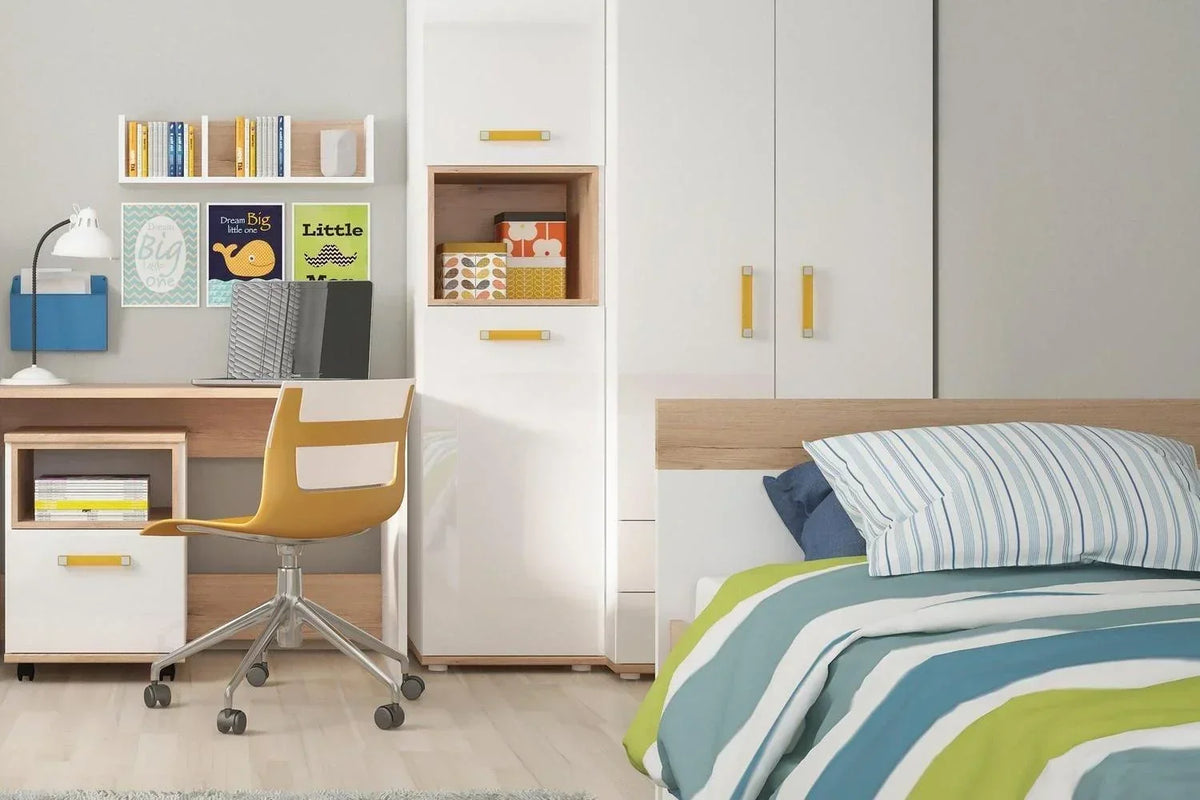 4kids 1 Drawer Bedside Cabinet With Orange Handles