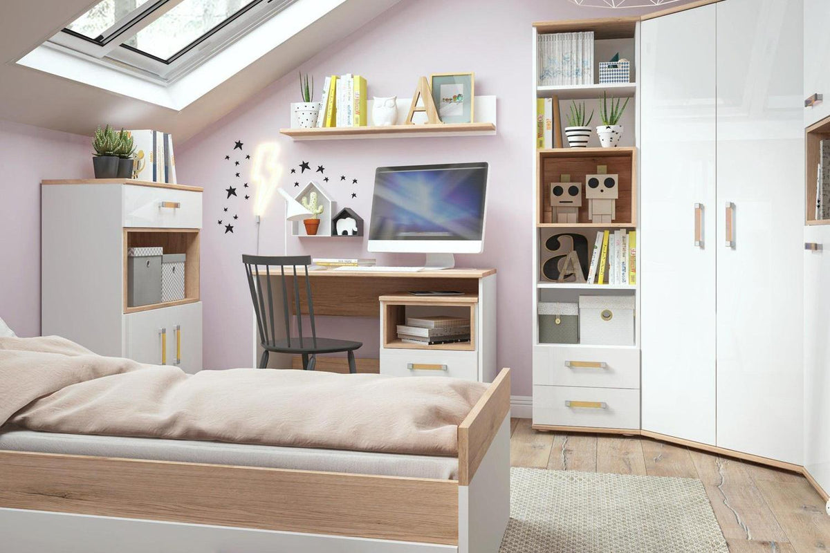 4kids 1 Drawer Bedside Cabinet With Orange Handles