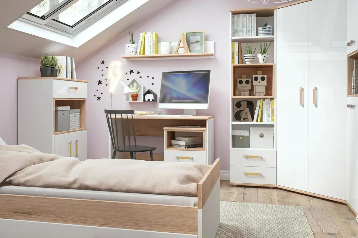 4kids 1 Drawer Bedside Cabinet With Orange Handles