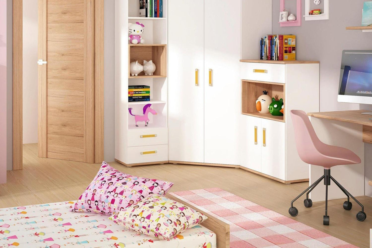 4kids 1 Drawer Bedside Cabinet With Orange Handles