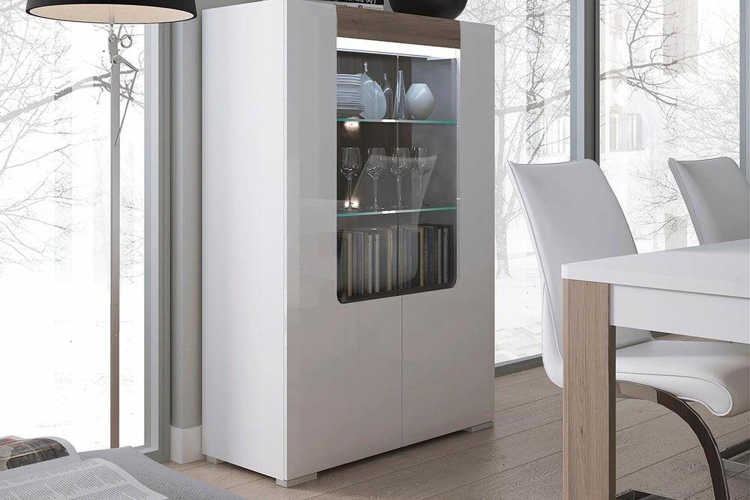 Toronto Low Glazed 2 Door Display Cabinet With Internal Shelves (Inc. Plexi Lighting)