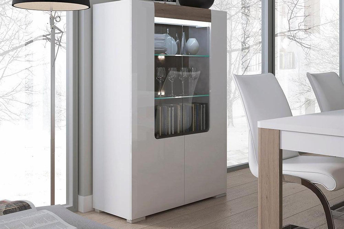 Toronto Low Glazed 2 Door Display Cabinet With Internal Shelves (Inc. Plexi Lighting)