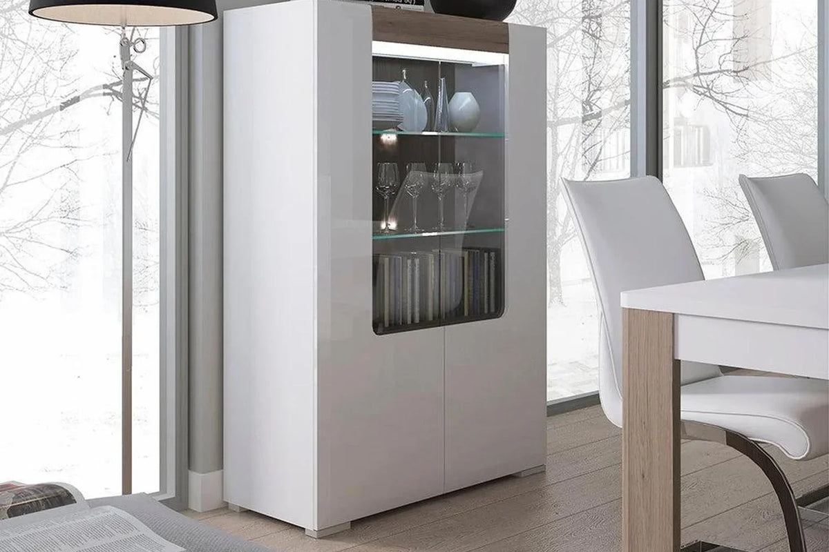 Toronto Low Glazed 2 Door Display Cabinet With Internal Shelves (Inc. Plexi Lighting)