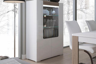Toronto Low Glazed 2 Door Display Cabinet With Internal Shelves (Inc. Plexi Lighting)
