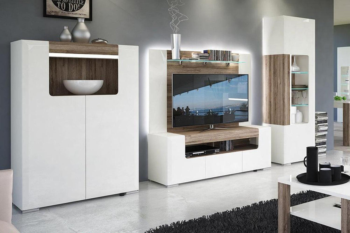 Toronto Tall Narrow Glazed Display Cabinet With Internal Shelves (Inc. Plexi Lighting)