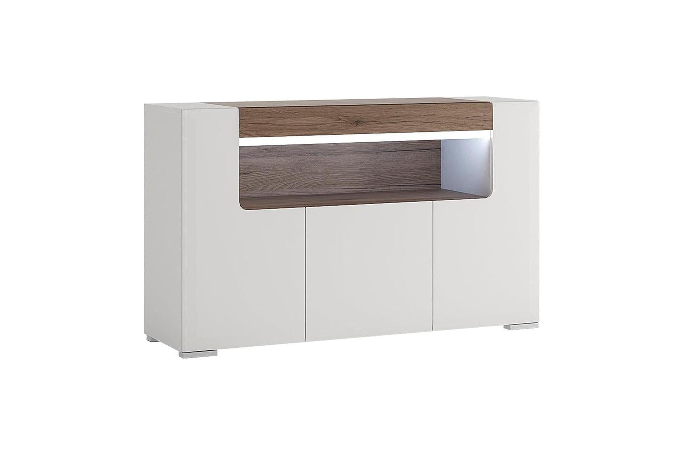 Toronto 3 Door Sideboard With Open Shelving (Inc. Plexi Lighting)