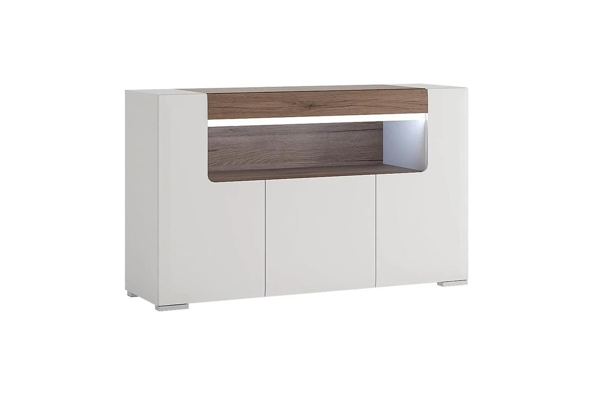 Toronto 3 Door Sideboard With Open Shelving (Inc. Plexi Lighting)