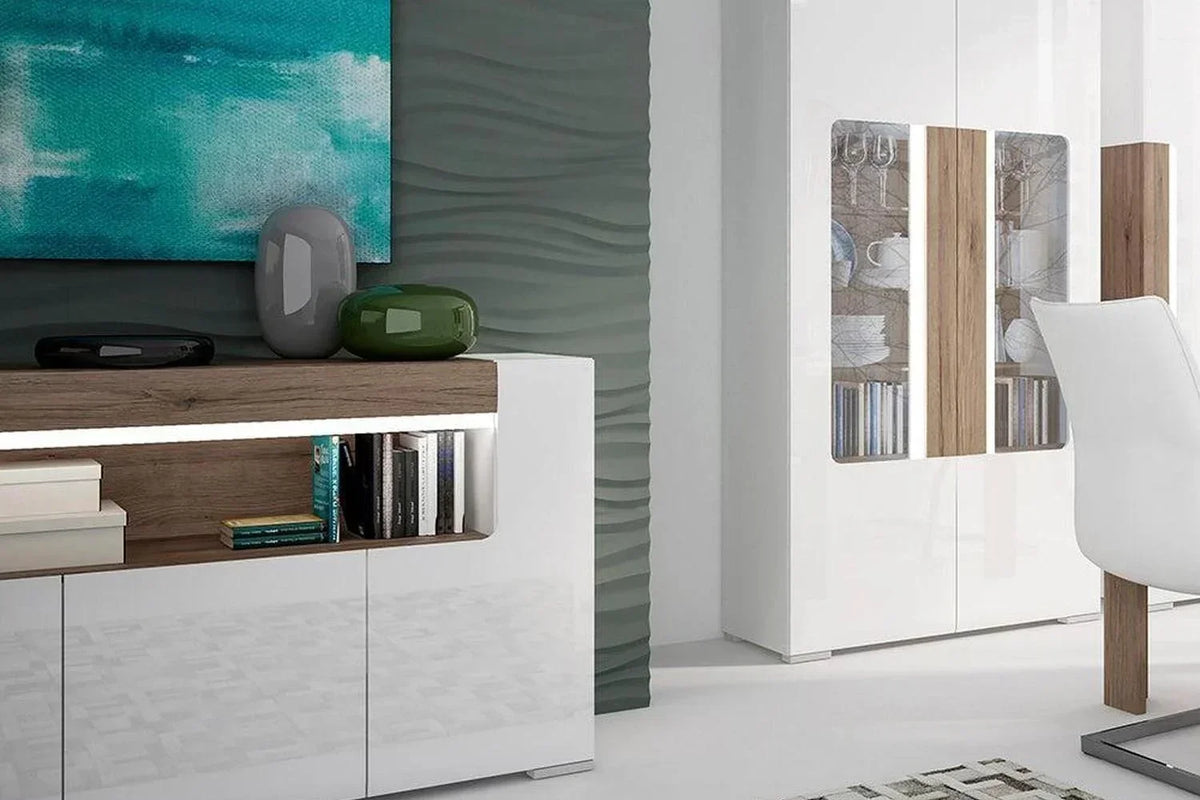 Toronto 3 Door Sideboard With Open Shelving (Inc. Plexi Lighting)