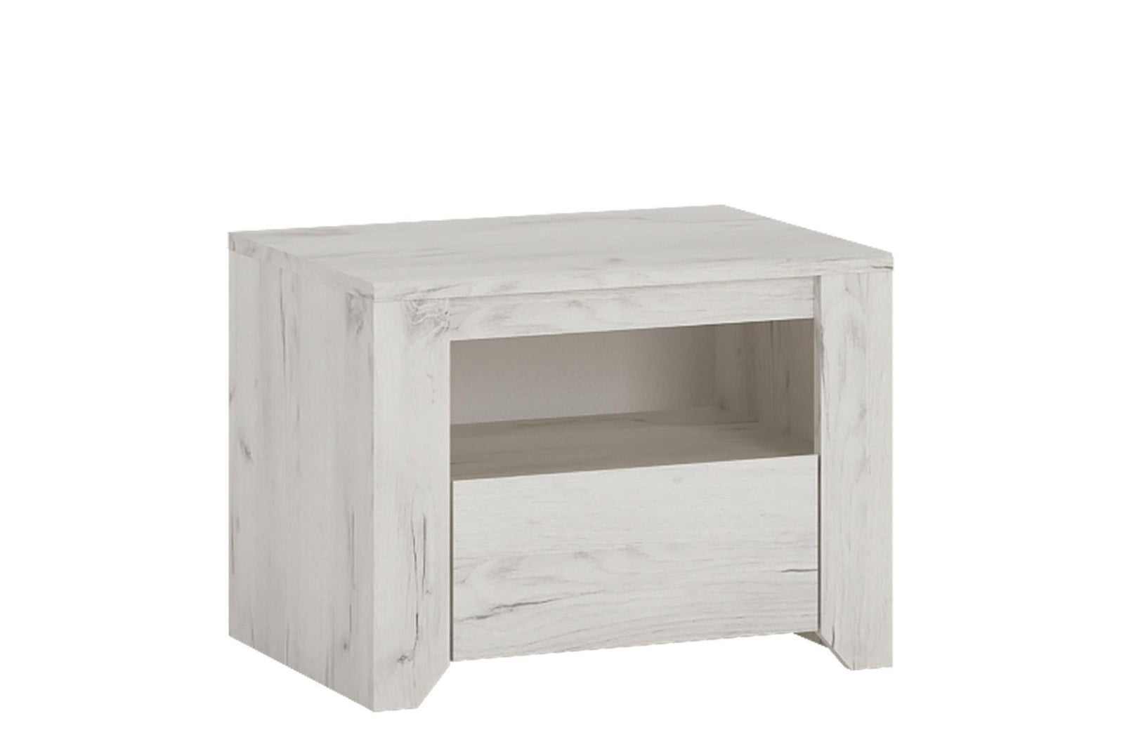 Angel Express Delivery 1 Drawer Bedside Table in White Craft Oak