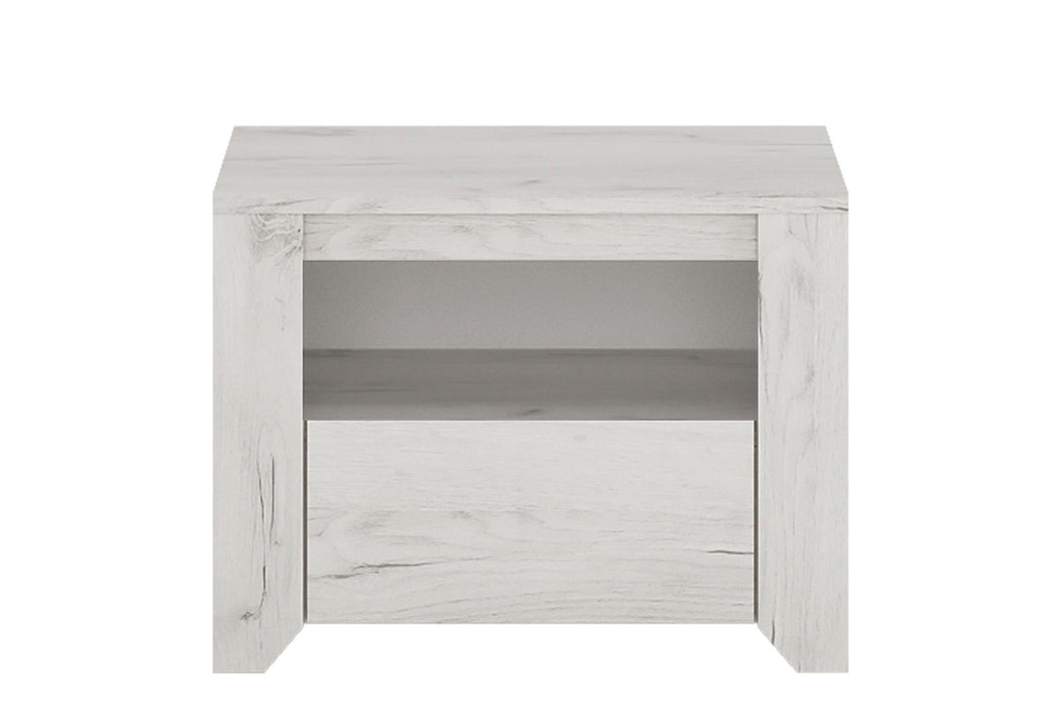 Angel Express Delivery 1 Drawer Bedside Table in White Craft Oak