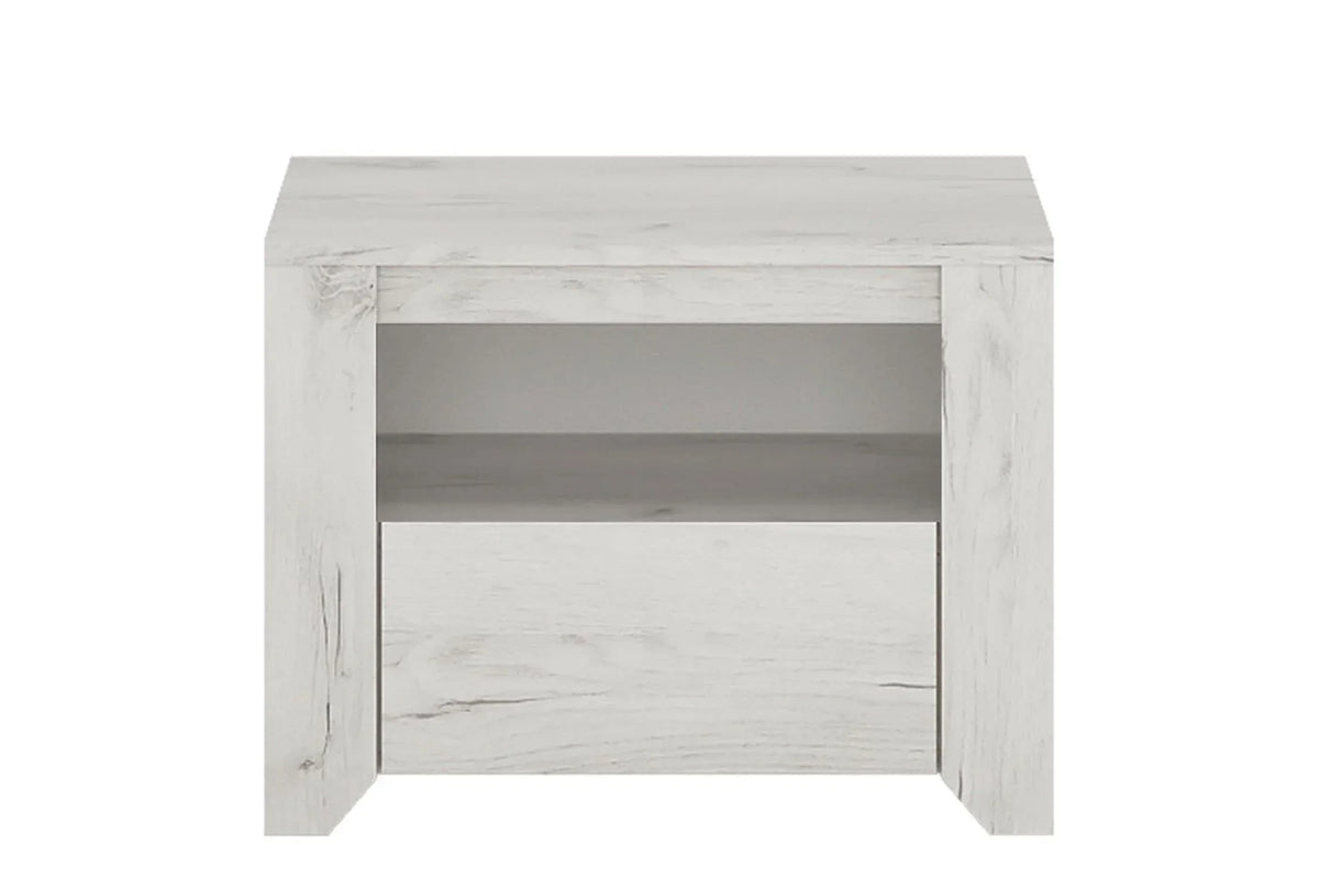 Angel Express Delivery 1 Drawer Bedside Table in White Craft Oak