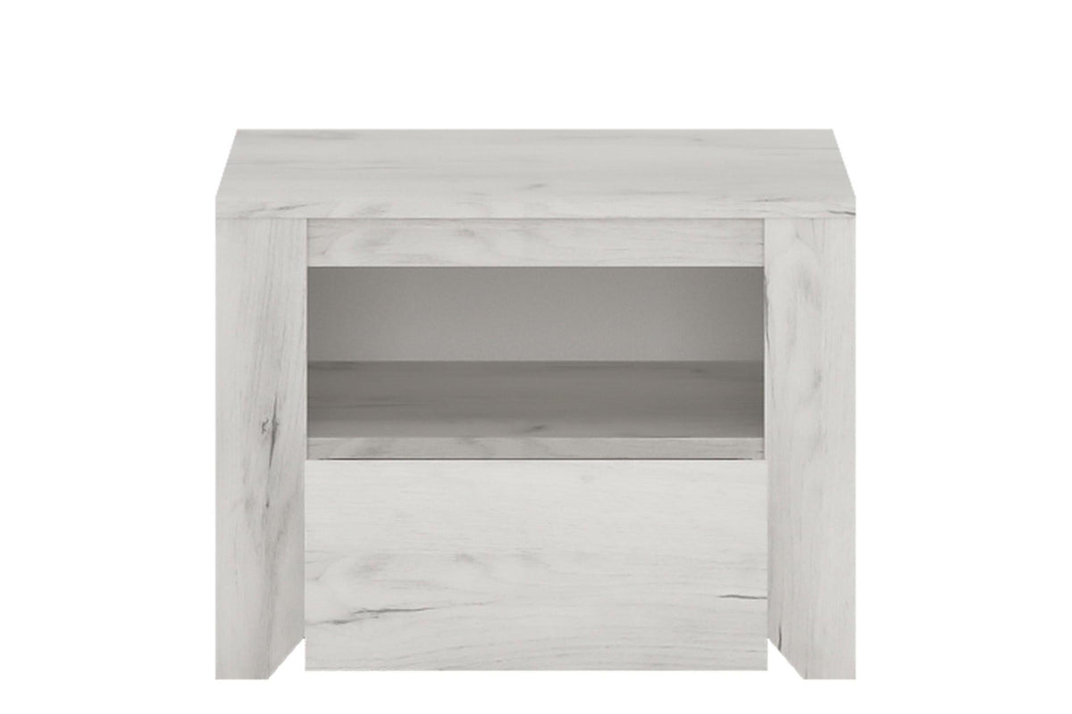 Angel Express Delivery 1 Drawer Bedside Table in White Craft Oak