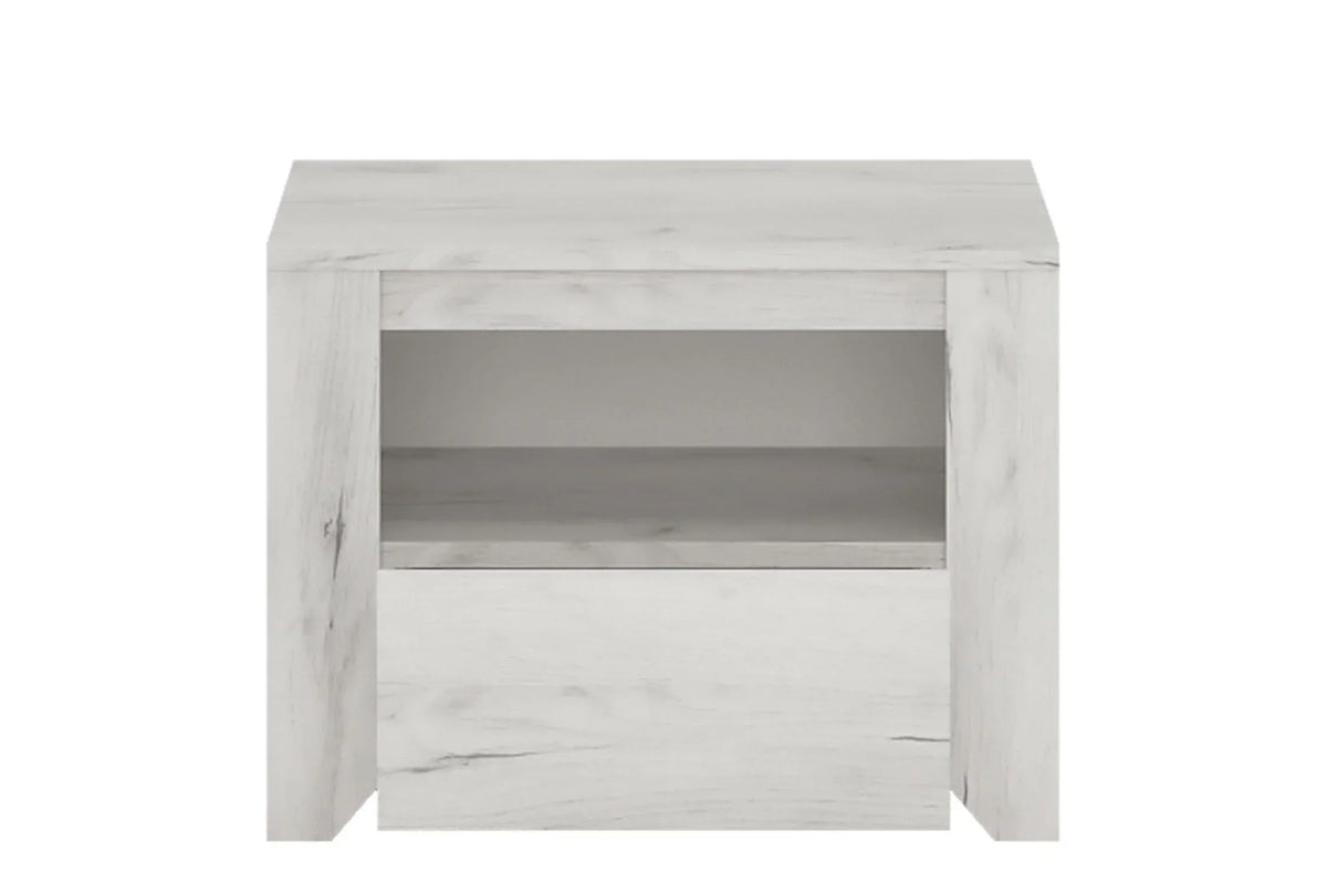 Angel Express Delivery 1 Drawer Bedside Table in White Craft Oak
