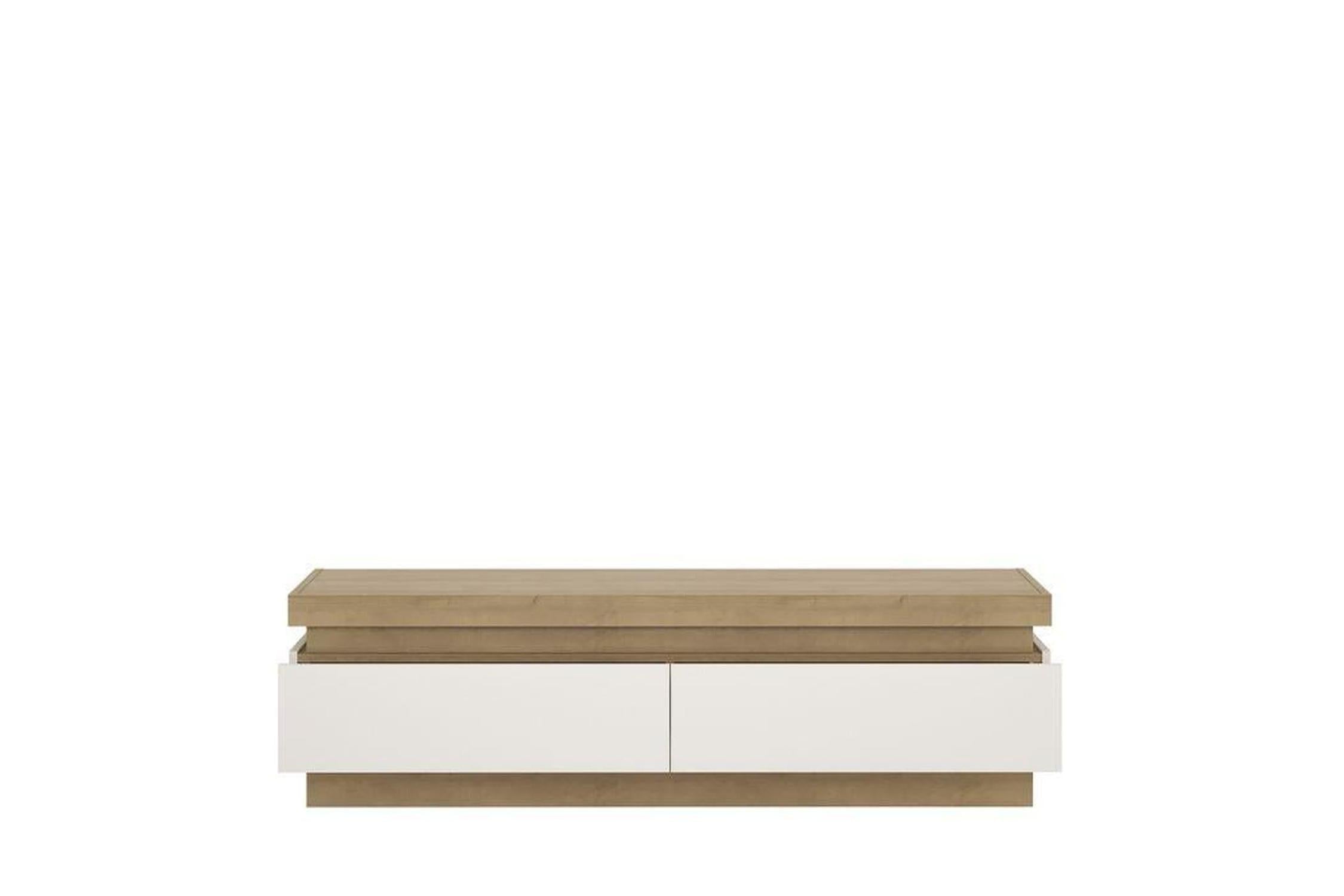 Lyon Express Delivery 2 Drawer TV Unit in Riviera Oak Effect/White High Gloss