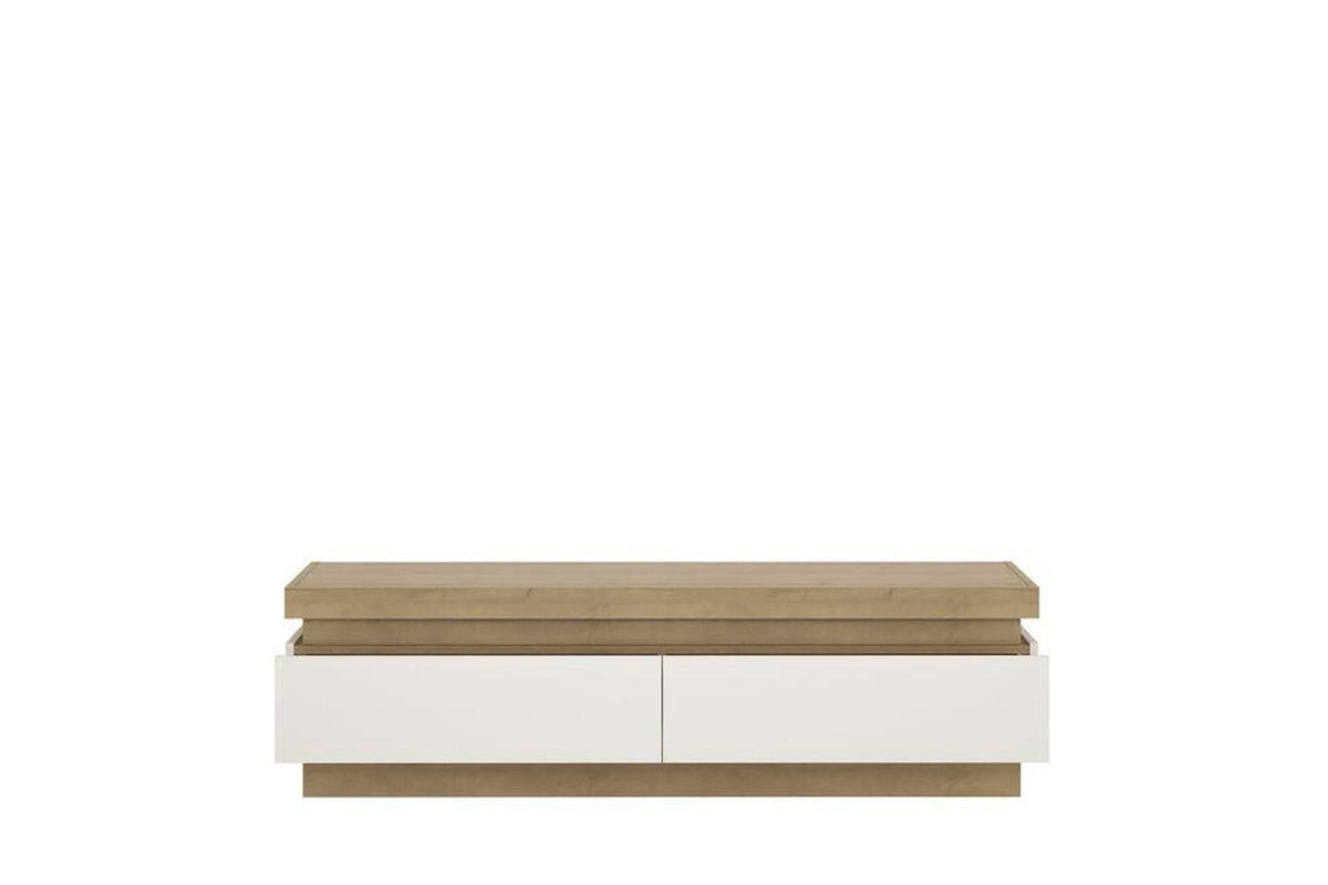 Lyon Express Delivery 2 Drawer TV Unit in Riviera Oak Effect/White High Gloss
