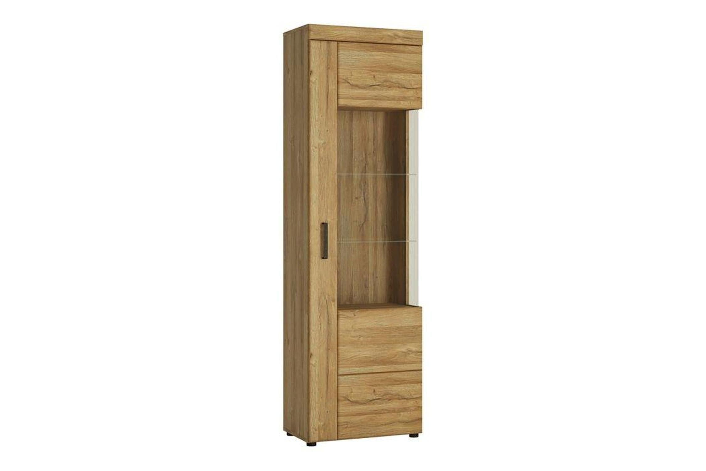 Cortina Tall Glazed Display Cabinet (RH) In Grandson Oak