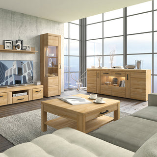 cortina tall glazed display cabinet (lh) in grandson oak