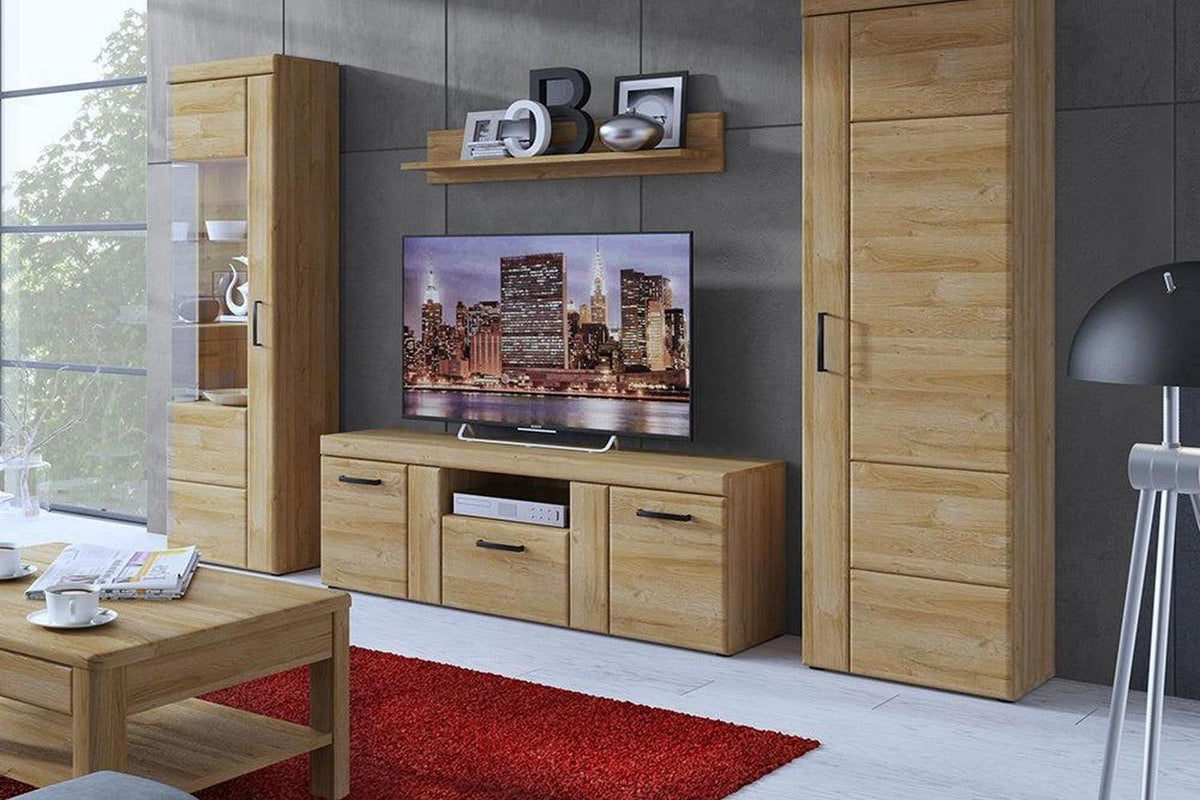 Cortina Tall Glazed Display Cabinet (RH) In Grandson Oak