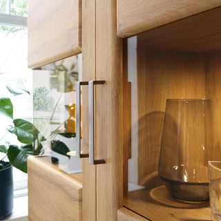 cortina tall glazed display cabinet (lh) in grandson oak