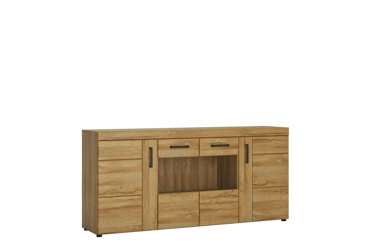 Cortina 4 Door Wide Glazed Sideboard In Grandson Oak