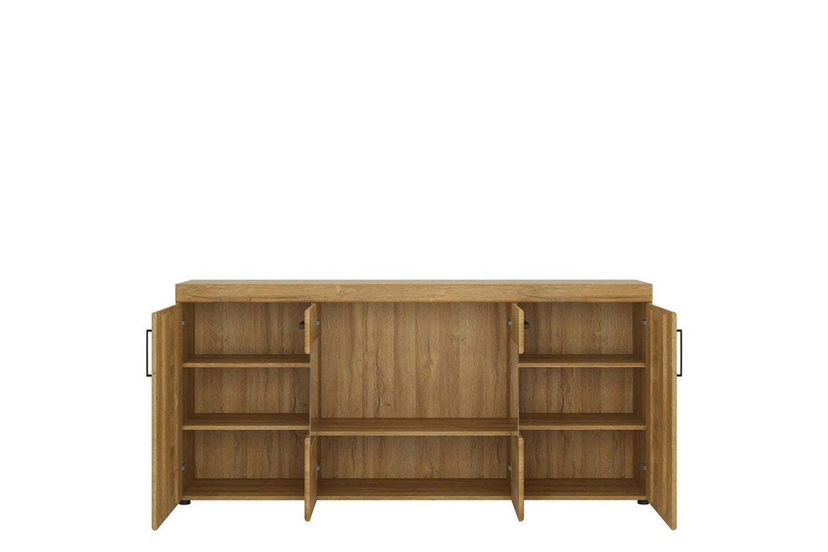 Cortina 4 Door Wide Glazed Sideboard In Grandson Oak