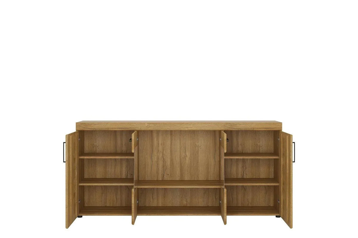Cortina 4 Door Wide Glazed Sideboard In Grandson Oak