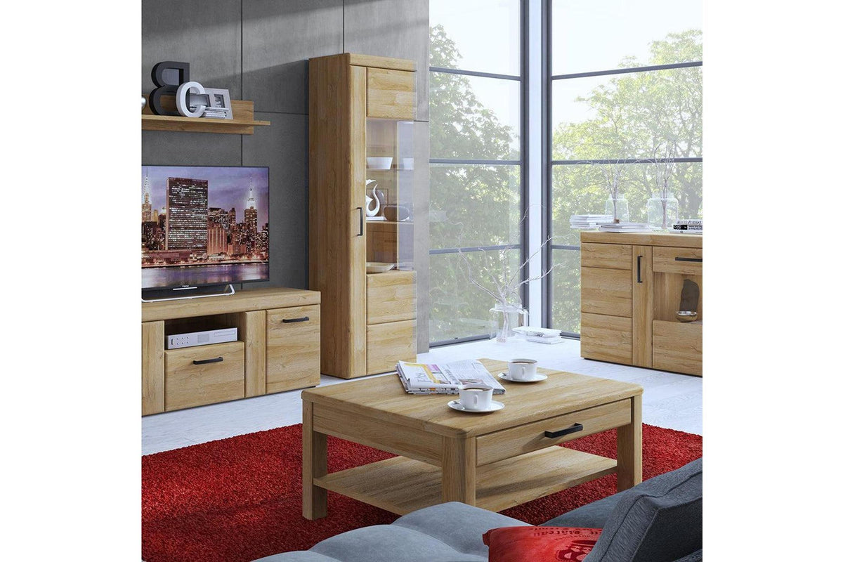 Cortina 4 Door Wide Glazed Sideboard In Grandson Oak
