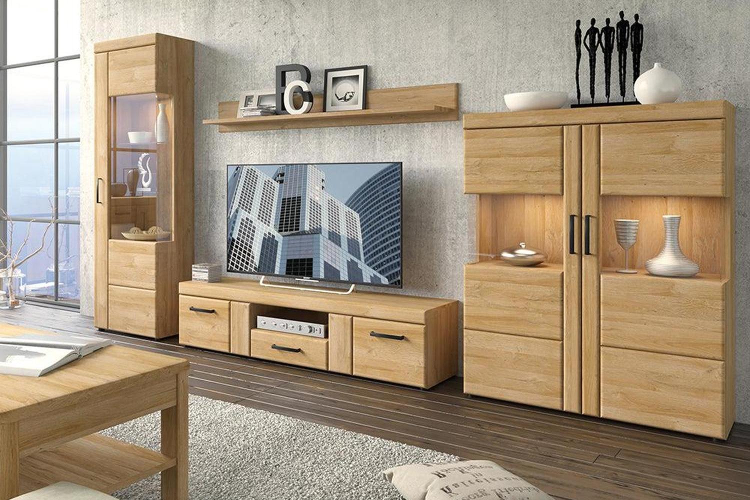 Cortina 2 Door 1 Drawer Wide Tv Cabinet In Grandson Oak