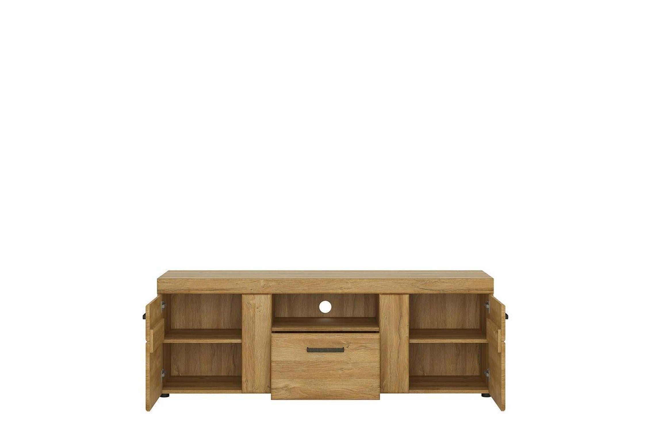 Cortina 2 Door 1 Drawer Tall Tv Cabinet In Grandson Oak