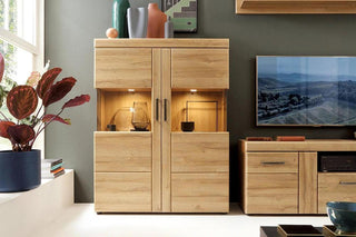 Cortina 2 Door 1 Drawer Tall Tv Cabinet In Grandson Oak