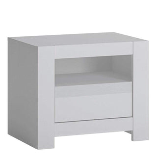 Novi 1 Drawer Bedside Table in Alpine White - Msofas LTD