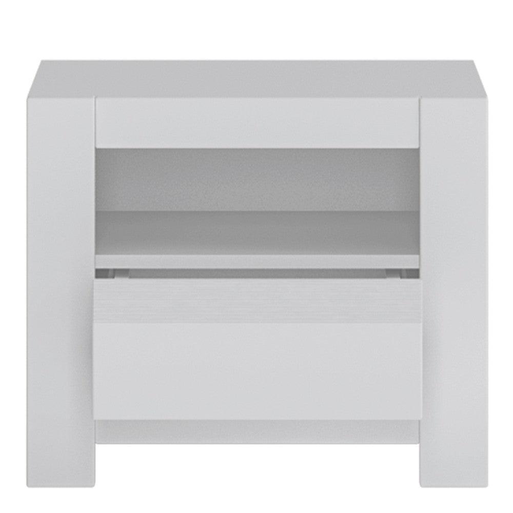 Novi 1 Drawer Bedside Table in Alpine White