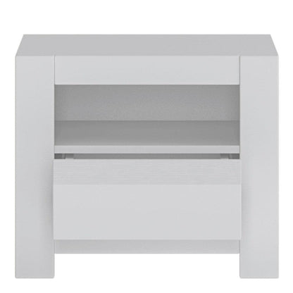 Novi 1 Drawer Bedside Table in Alpine White